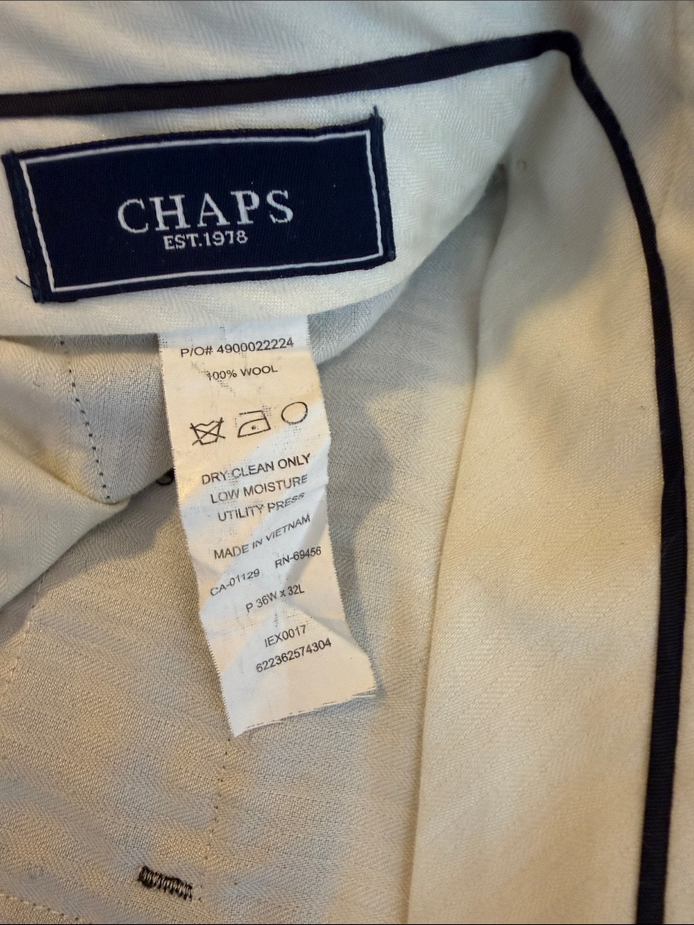 2 piece suit! 44R Chaps Black Pinstripe Two-Button Suit with 34x32 suit pants! - Picture 5 of 6